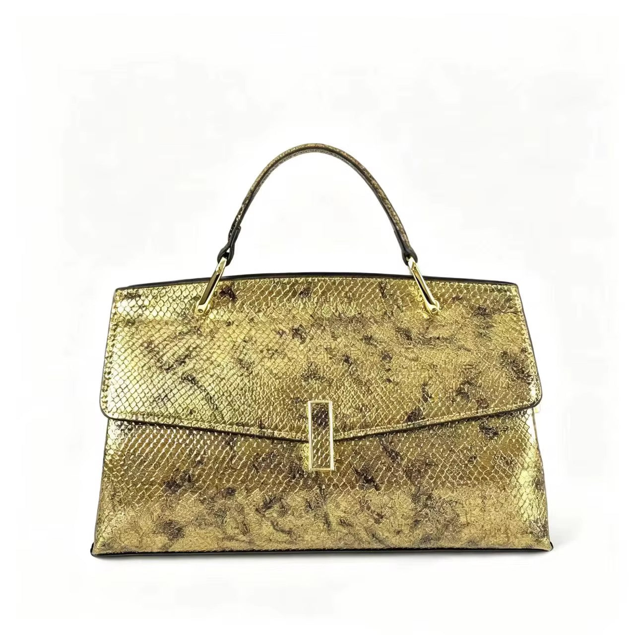 Luxe Metallic Gold Structured Handbag