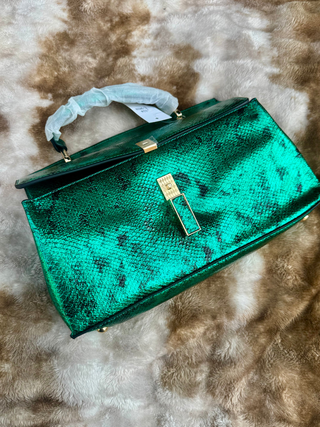 Emerald Luxe Metallic Handbag