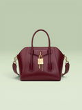 Burgundy Lock Satchel Bag