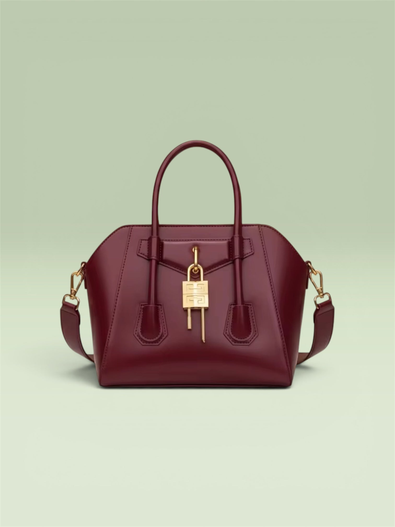 Burgundy Lock Satchel Bag